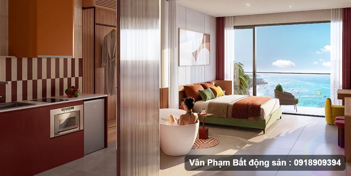 Nội thất căn hộ Studio Qtopia Phước Hải view biển