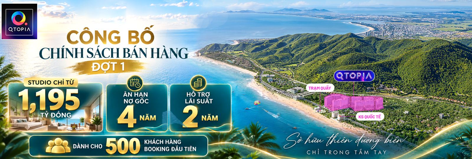 Chính sách bán hàng đợt 1 Qtopia Vũng Tàu: Studio từ 1,195 tỷ, ân hạn nợ gốc 4 năm, hỗ trợ lãi suất 2 năm Chính sách bán hàng đợt 1 Qtopia Vũng Tàu: Studio từ 1,195 tỷ, ân hạn nợ gốc 4 năm, hỗ trợ lãi suất 2 năm