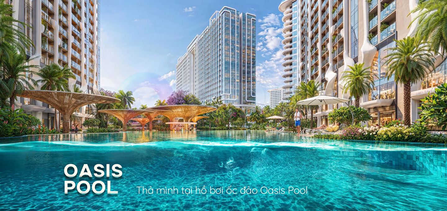 Hồ bơi Oasis Pool giữa các tháp căn hộ Qtopia Vũng Tàu Hồ bơi Oasis Pool giữa các tháp căn hộ Qtopia Vũng Tàu