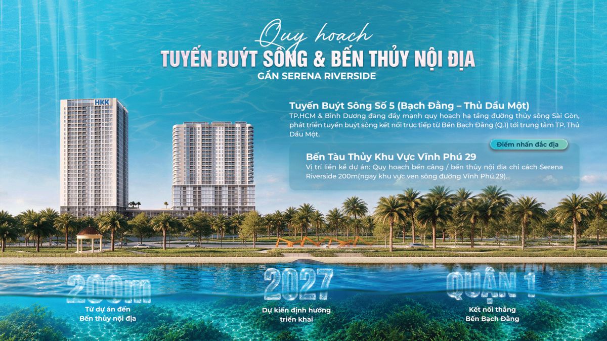 Quy hoạch tuyến buýt sông và bến thủy Vĩnh Phú 29 gần Serena Riverside