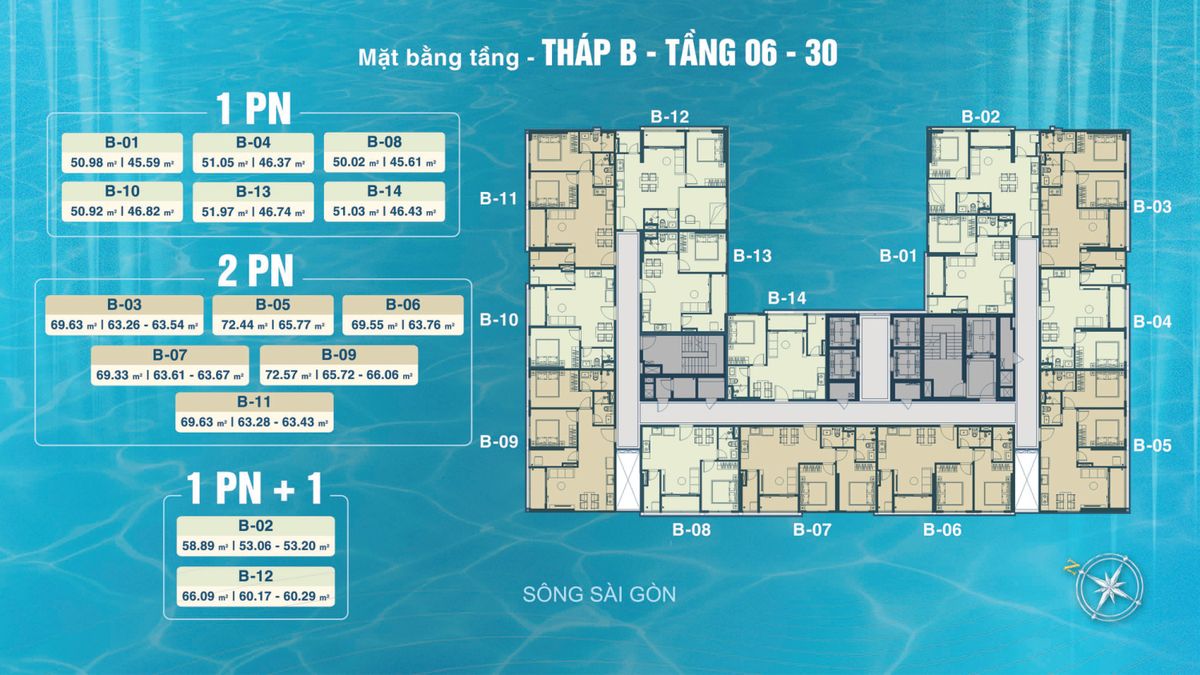 Mặt bằng tháp B tầng 6-30 Serena Riverside