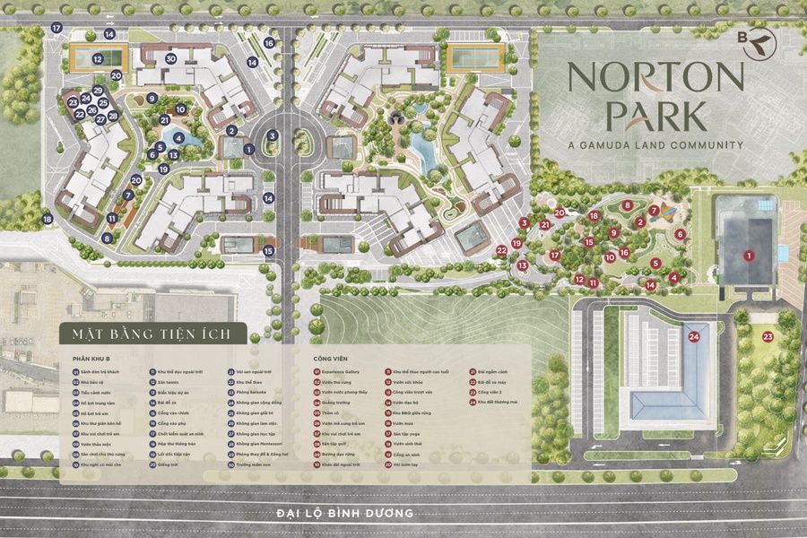 Mặt bằng tiện ích dự án Norton Park