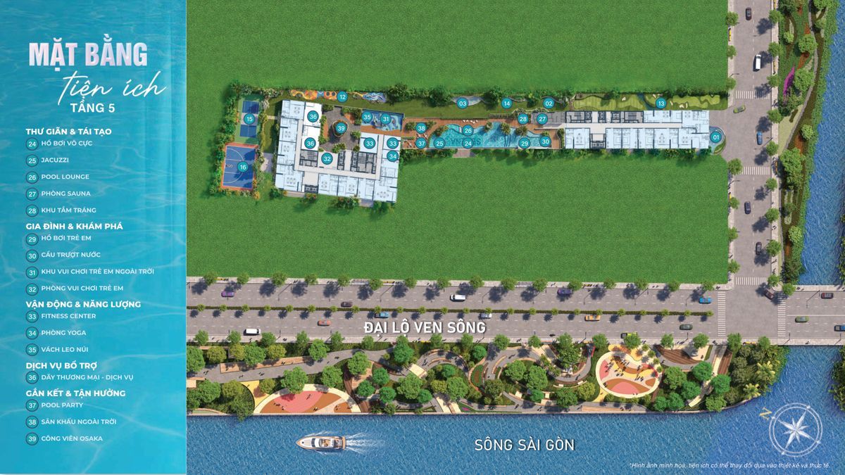 Mặt bằng tiện ích tầng 5 Serena Riverside